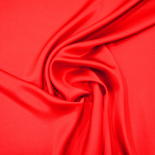 Red satin fabric 100% silk