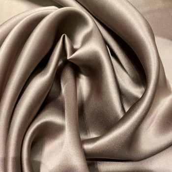 Tissu satin 100% soie taupe