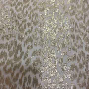 Tissu jacquard de soie tissé métal or sur fond mousseline nude (1,30 mètres)