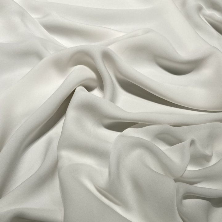 Raw white fluid silk crepe dobby fabric