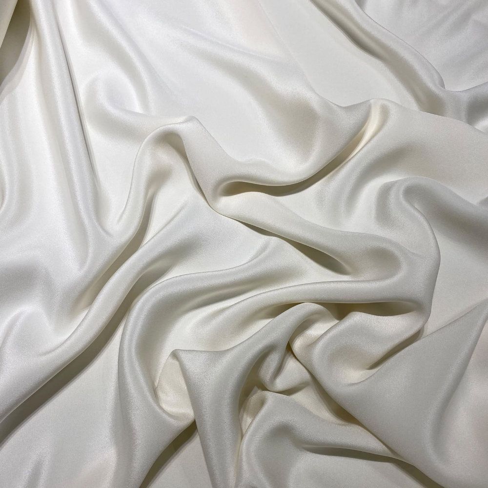 Silky white 100% silk crepe cady fabric