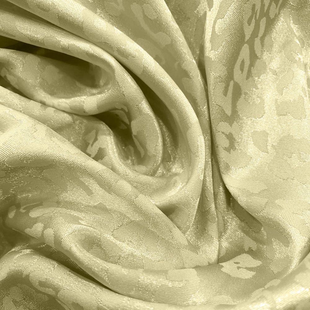 Shell yellow tone-on-tone leopard-print jacquard satin fabric