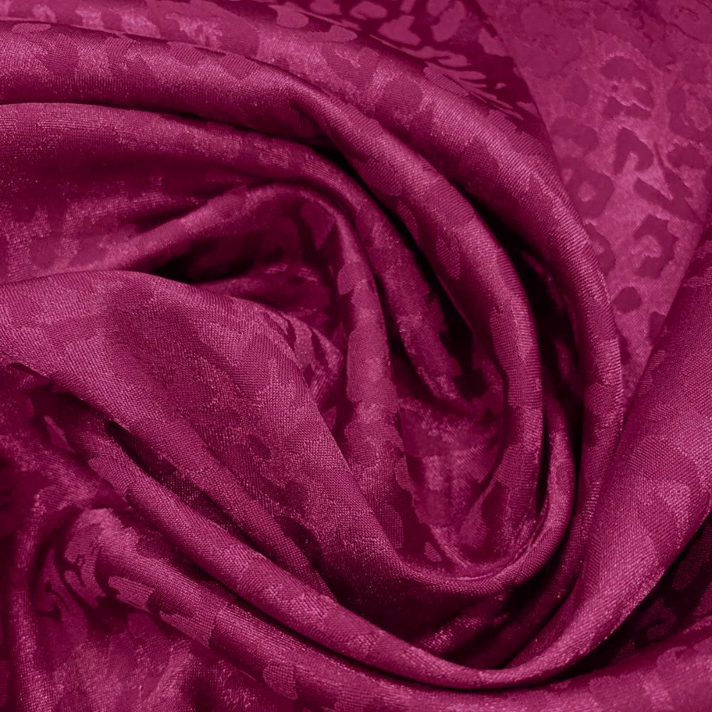 Fuchsia tone-on-tone leopard-print jacquard satin fabric