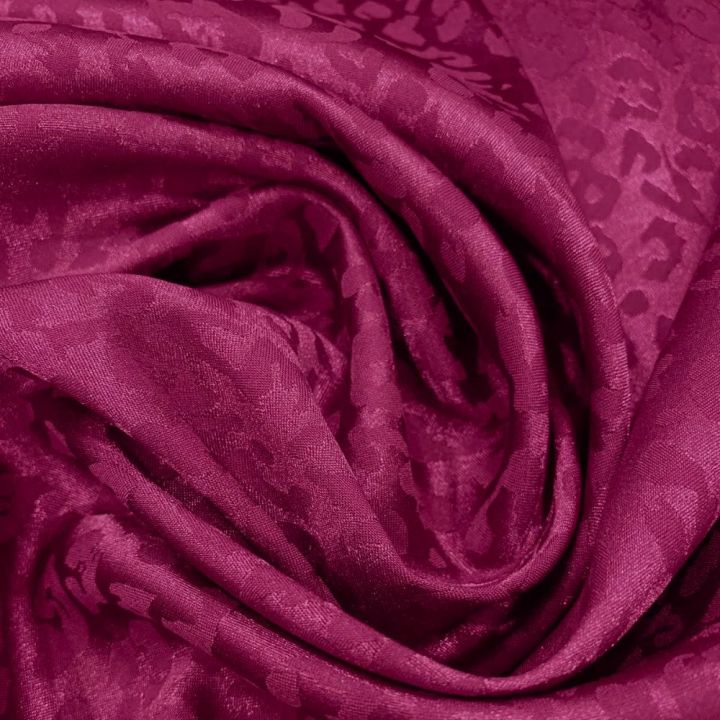 Fuchsia tone-on-tone leopard-print jacquard satin fabric