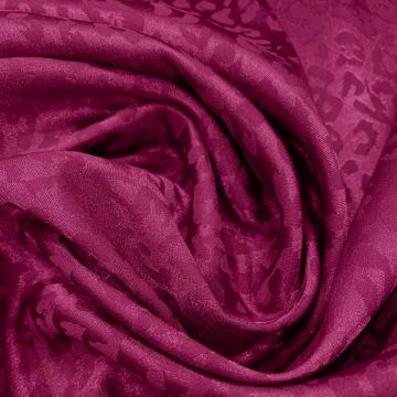 Fuchsia tone-on-tone leopard-print jacquard satin fabric