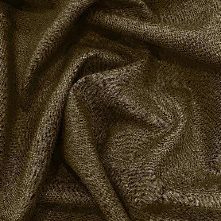 Khaki green 100% linen fabric