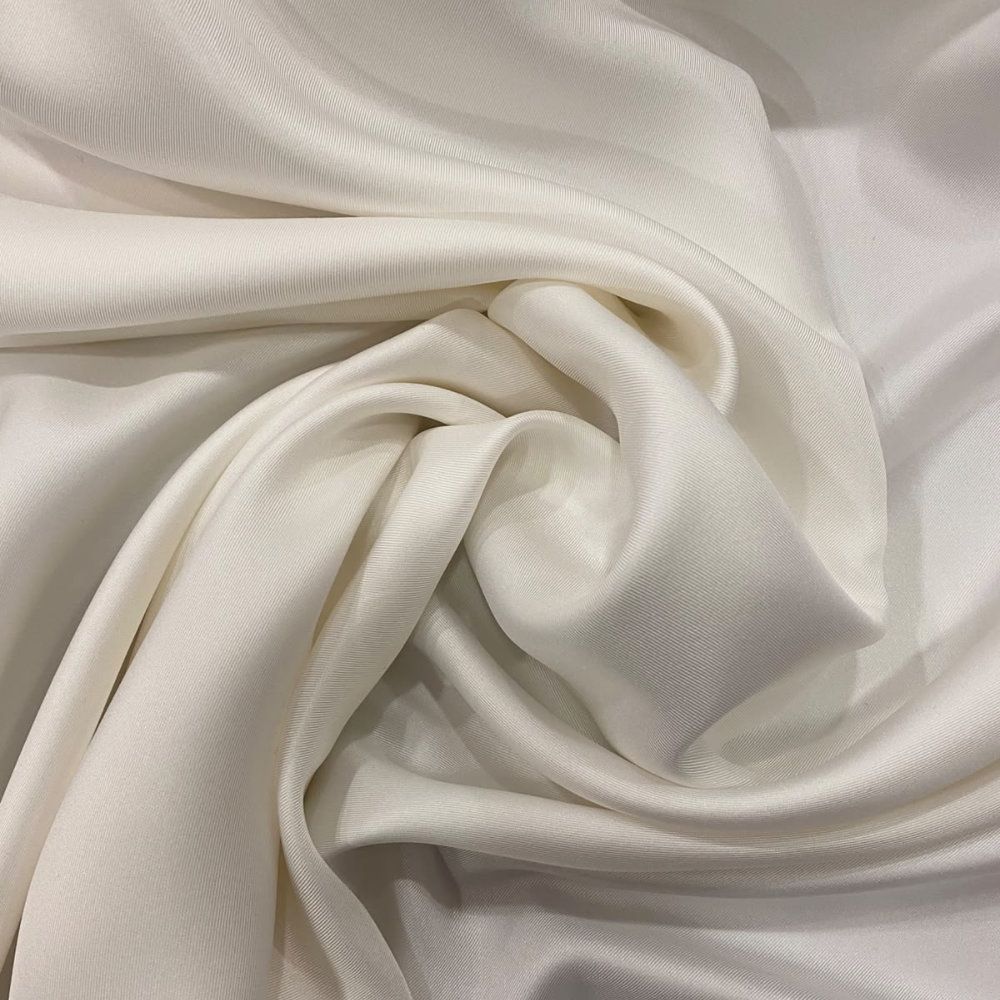 White 100% silk twill fabric