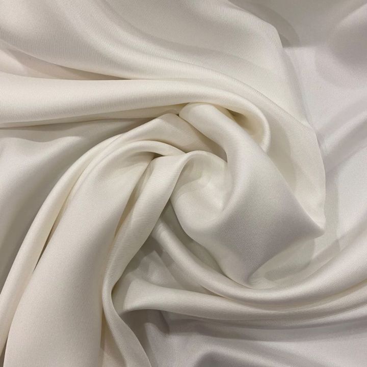 White 100% silk twill fabric