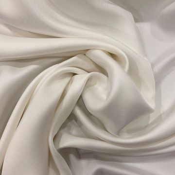 White 100% silk twill fabric
