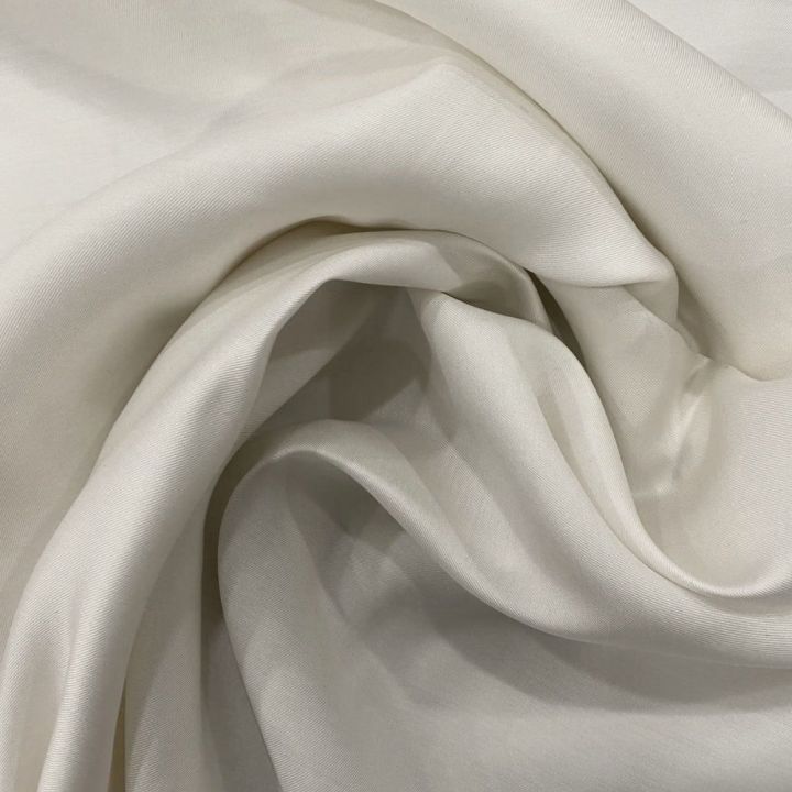 Off-white 100% silk twill fabric