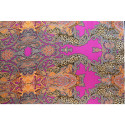 Fuchsia leopard paisley print silk satin fabric