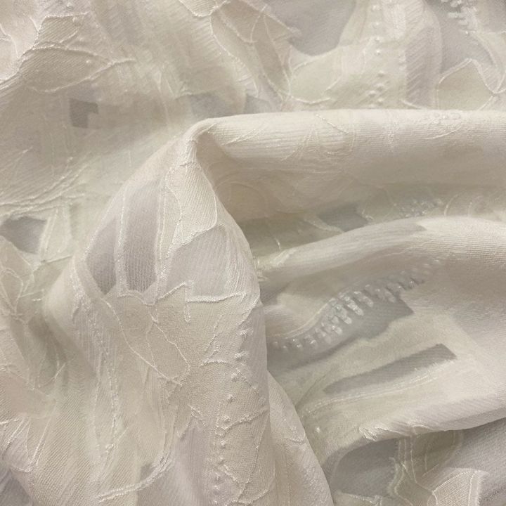 Off-white iridescent floral fil coupé silk jacquard on organza