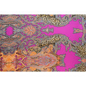 Tissu satin de soie imprimé paisley léopard fuchsia