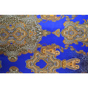 Blue leopard paisley print silk satin fabric