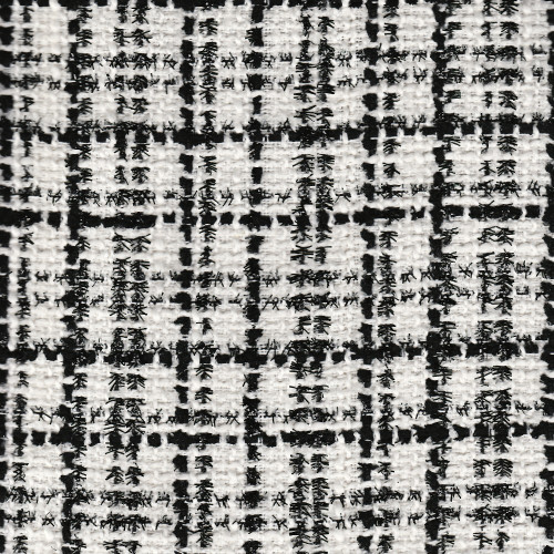 Iridescent tweed woven black and white fabric