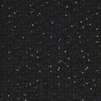 Tissu tissé et irisé effet tweed bleu marine et noir