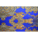 Tissu satin de soie imprimé paisley léopard bleu