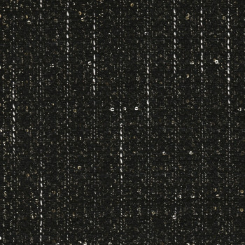 Iridescent tweed woven black fabric