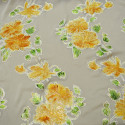 Metal silk jacquard fabric on hand-painted ivory chiffon Metal silk jacquard fabric on hand-painted ivory chiffon