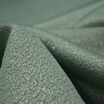 Pistachio green and gold silk jacquard fabric