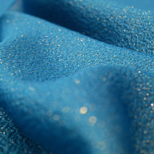 Blue and gold silk jacquard fabric