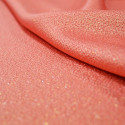 Coral and gold silk jacquard fabric