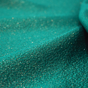 Turquoise and gold silk jacquard fabric