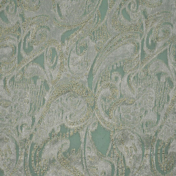 Tissu jacquard de soie métal vert Nil