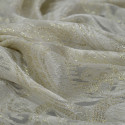 Tissu jacquard de soie tissé métal or sur mousseline ivoire