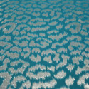 Tissu jacquard de soie tissé métal argent sur fond mousseline turquoise