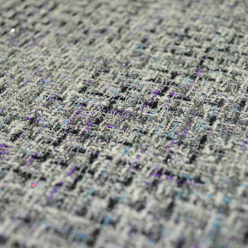 Iridescent woven tweed fabric gray and purple