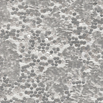 Tissu paillettes arabesque argent