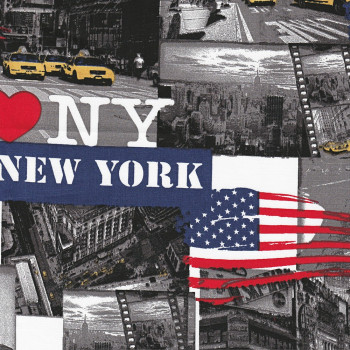 Tissu popeline 100% coton I Love New York