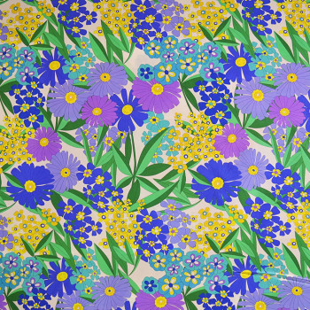 Tissu crêpe de chine soie imprimé floral 60's