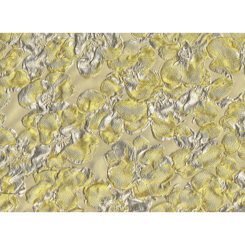Yellow silk brocade fabric