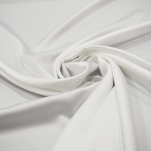 White satin-back cady crepe fabric