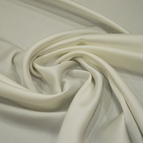 Ivory satin-back cady crepe fabric