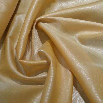 Tissu 100% polyester organza gaufré beige camel