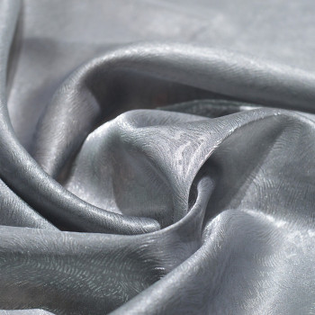 Tissu 100% polyester organza gaufré gris