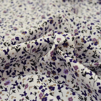Poplin fabric 100% cotton purple flowers