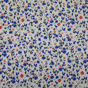 Tissu popeline 100% coton fleurs roses et bleues