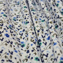 Tissu popeline 100% coton fleurs vertes et bleues